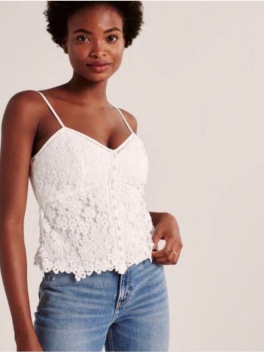 Abercrombie & Fitch White Lace Peplum Cami